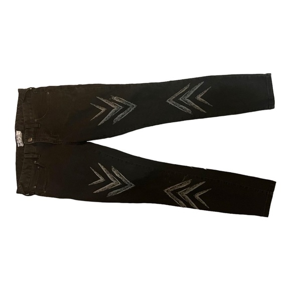 Free People Dotted Ikat Chevron Black Jeans Size 26 - Picture 6 of 9